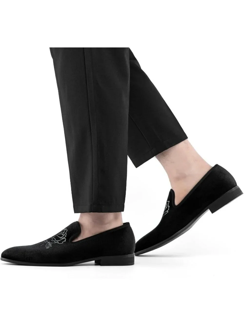JITAI Men's Black Velvet Loafers Penny Slip On Tuxedo Wedding Fashion Prom Shoes